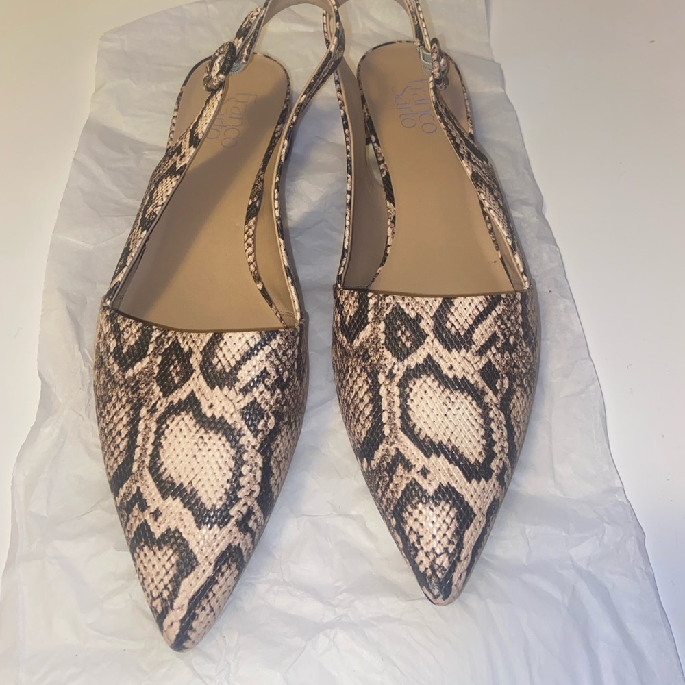 Franco Sarto Vickie Snakeskin print Slingback Slip On Block Heel size 11